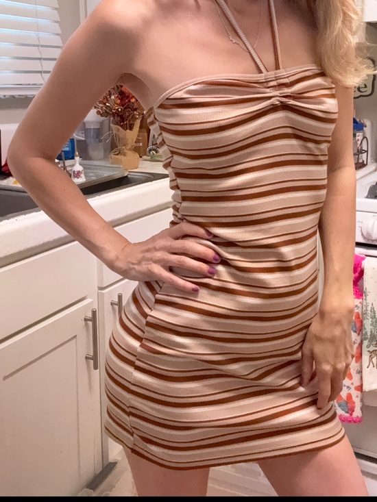 Urban Outfitters Dresses & Skirts - Striped Mini Dress in Brown & White Like New
